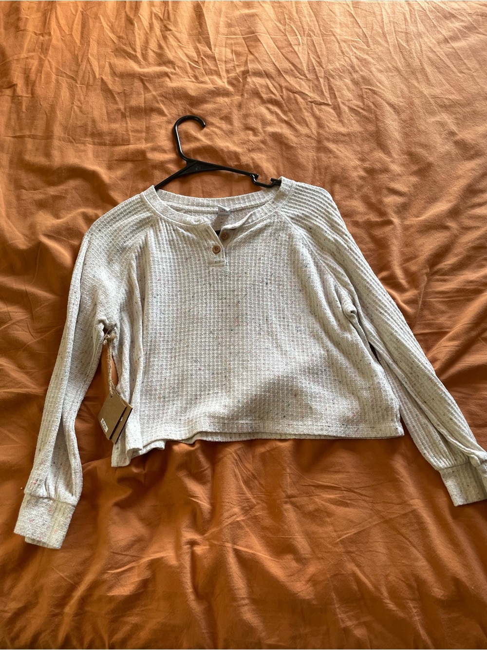 Waffle Henley Long-Sleeve Top